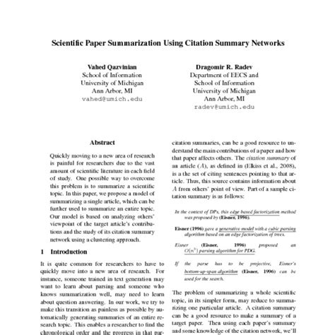 scientific paper summarization  citation summary networks acl
