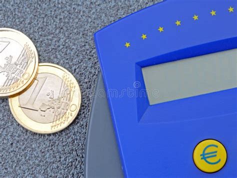 euro coins  calculator stock photo image  concept