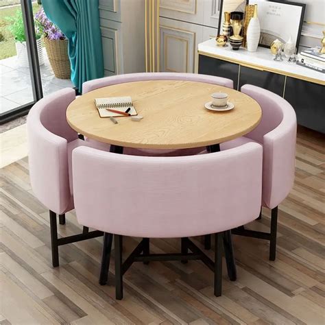 wooden small dining table   upholstered chairs set