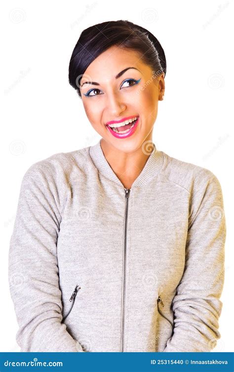 young funny woman stock photo image  mouth enjoy