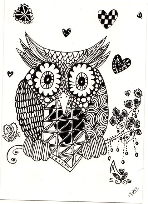 zentangle owl zentagle drawing