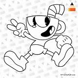Cuphead Draw Coloring Pages Mugman Drawing Kids Head Cup Drawings Printable Step Devil Line Game sketch template