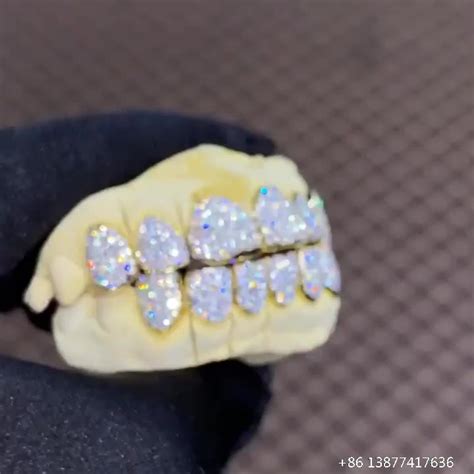 custom teeth grillz  silver   diamondmoissanite dental grills