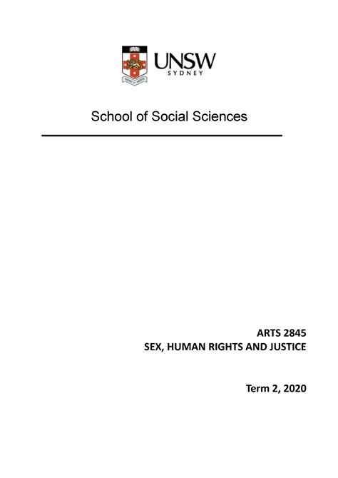 Arts2845 T2 2020 Course Guide School Of Social Sciences Arts 2845 Sex