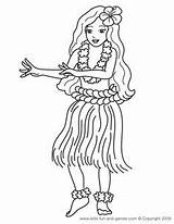 Coloring Hawaiian Hawaii Pages Hula Luau Dancer Printable Kids Party Printables Games Color Print Theme Birthday Flower Clipart Adults Lei sketch template