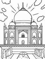 Mahal Taj Malvorlagen Arquitectura Drawing Líneas Dinding Bangunan Mesjid Paisajes sketch template