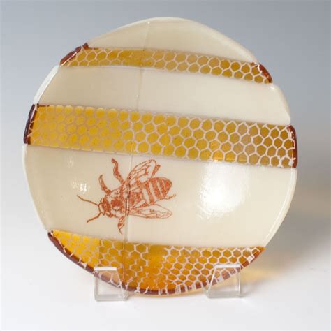 honeybee freeform bowl medium bowl fused glass ts