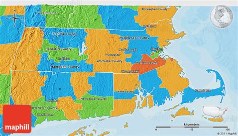 Political 3d Map Of Massachusetts