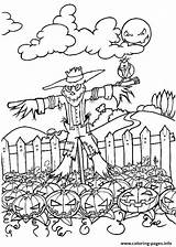 Halloween Coloring Scarecrow Scary Pages Pumpkin Printable Print Book Color Hellokids sketch template