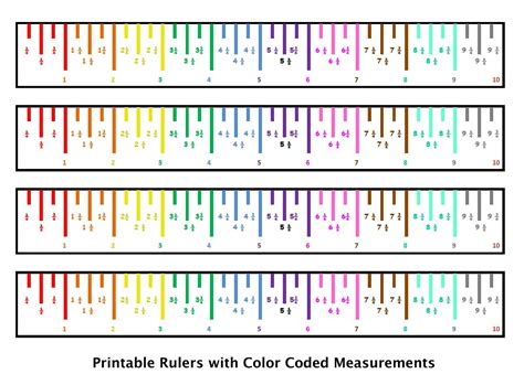 printable color coded   ruler printable ruler actual size images