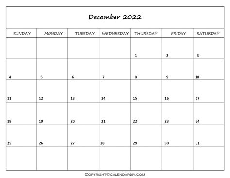 blank december  calendar printable   excel