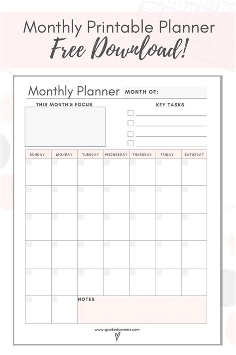 monthly printable planner planner printables  printable