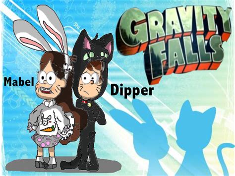 Gravity Falls Kitty Cat Dipper And Mabel Bunny By
