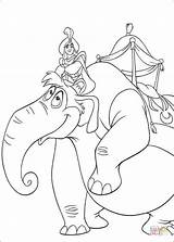 Coloring Aladdin Pages Elephant Riding Printable sketch template