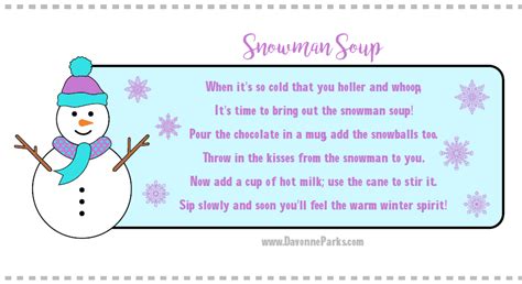printable snowman soup poem snowman soup snowman soup poem