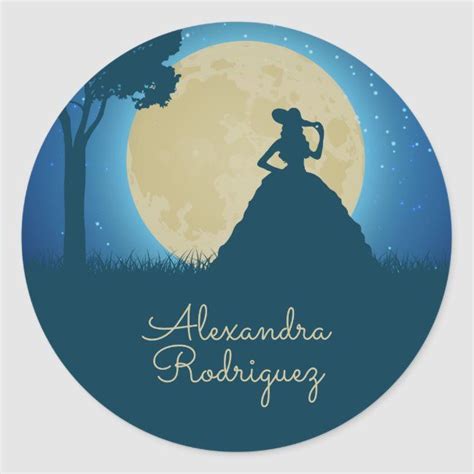 charro silhouette  moon quinceanera classic  sticker