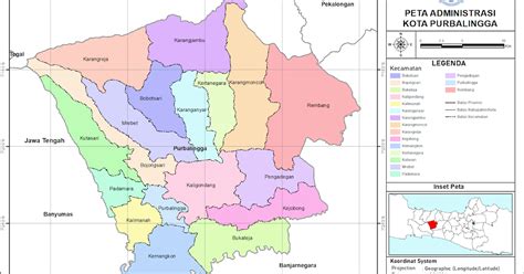 peta administrasi kabupaten purbalingga provinsi jawa tengah neededthing