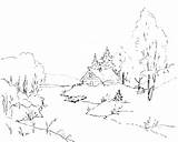 Coloring Pages Landscape Winter Nature Print Tree sketch template