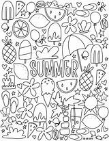 Coloring Summer Pages June Kids Printable Cute Sheets Adult Colour Print Elements Choose Board Doodle sketch template