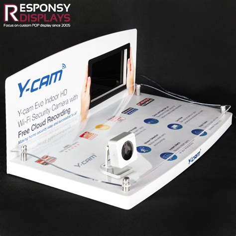counter top acrylic cctv security surveillance camera display stand  video play