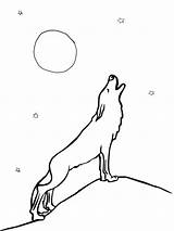 Wolf Coloring Pages Howling Moon Printable Print Kids Draw Color Drawing Simple Silhouettes Clipart Book Sheets sketch template