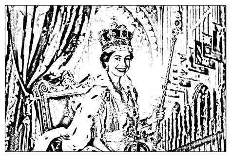 elisabeth ii coronation  royal adult coloring pages
