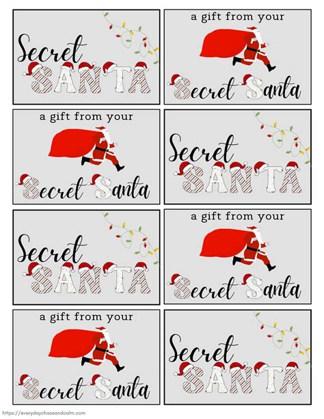 printable secret santa gift tags