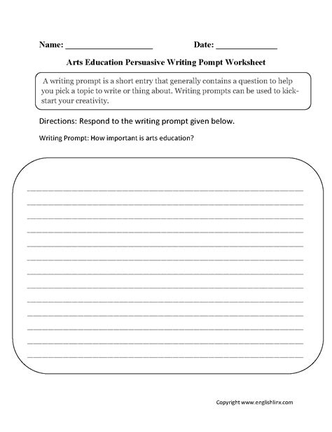 grade writing prompts worksheet