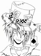 Burton Tim Hatter Mad Pages Coloring Cheshire Cat Getdrawings Drawing sketch template