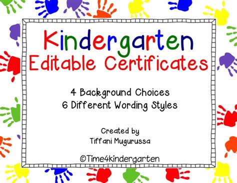 editable  printable kindergarten certificate templates