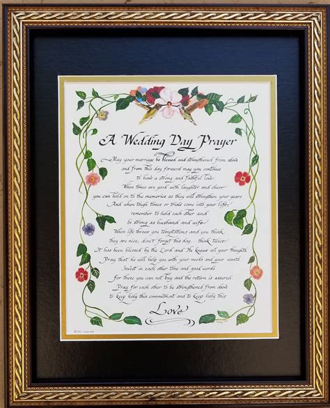 A Wedding Day Prayer Framed And Matted Calligraphy Poem T Etsy