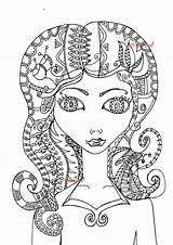 Coloring Woman Beautiful Pages Realistic Adult Female Color Zentangle Intricate Template sketch template
