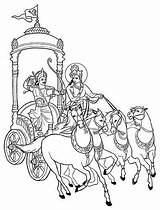 Krishna Gita Bhagavad Arjuna Chariot Kurukshetra Telling Arjun Radha sketch template