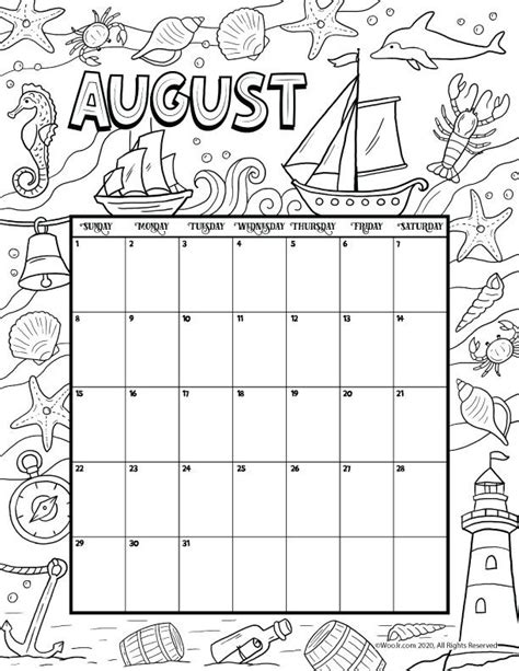 printable august coloring pages