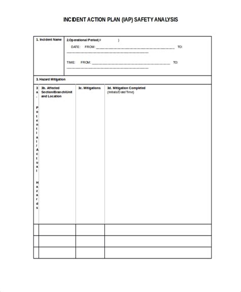 sample incident action plan templates  ms word