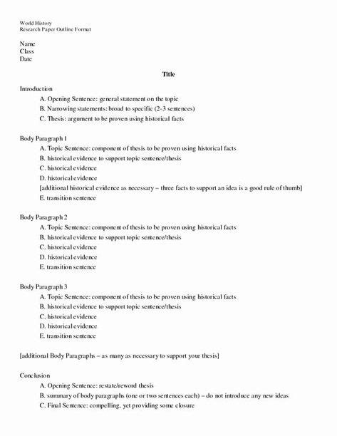 outline format template   paper outline research paper