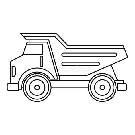 dump truck icon outline stock vector illustration  ground