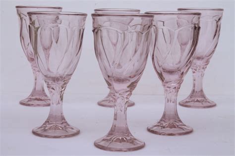 vintage sweet swirl noritake crystal pink glass wine glasses set of 6