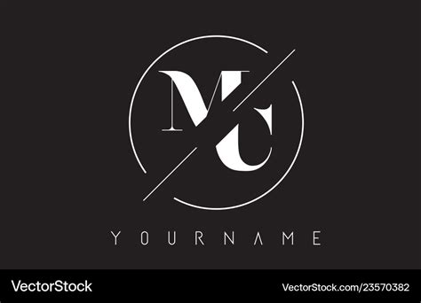 mc letter logo  cutted  intersected design vector image