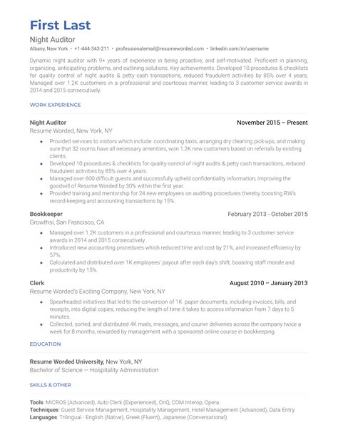 external auditor resume    resume worded