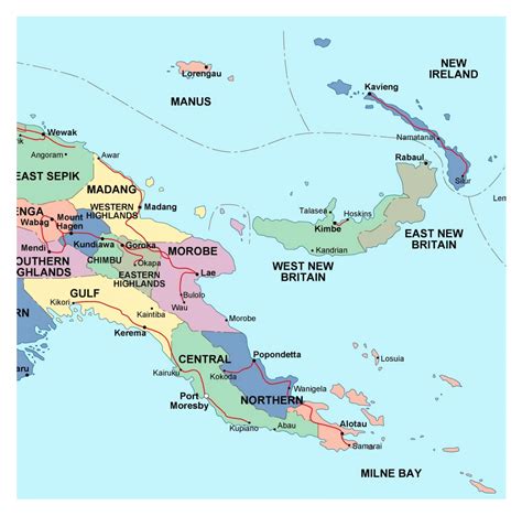 Detailed Administrative Map Of Papua New Guinea Papua