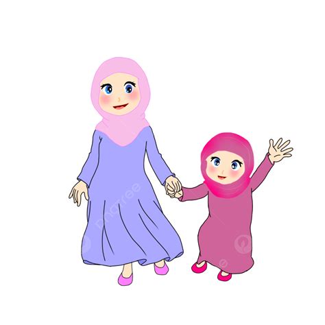 Mère Et Fille Musulmanes De Dessin Animé Png Musulman Dessin Animé