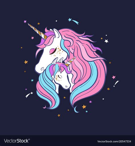unicorn family love magic dream  royalty  vector image
