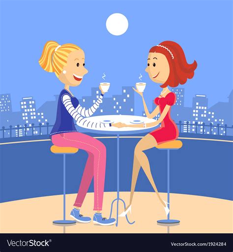Two Lesbian Lovers In A Cafe Royalty Free Vector Image