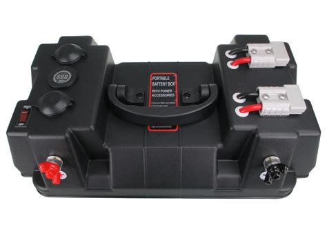 pactrade marine battery box dual usb power voltmeter sockets anderson connector   sale