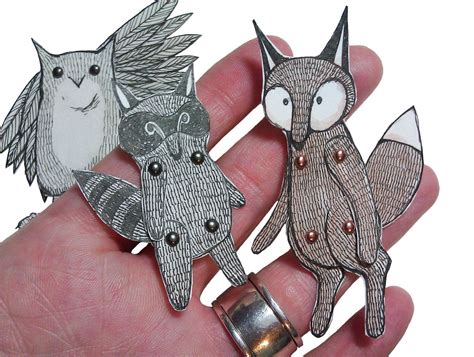 woodland animal paper dolls puppets patterns articulated etsy paper