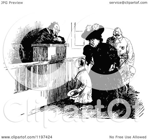 clipart of a vintage black and white couple before the magistrate