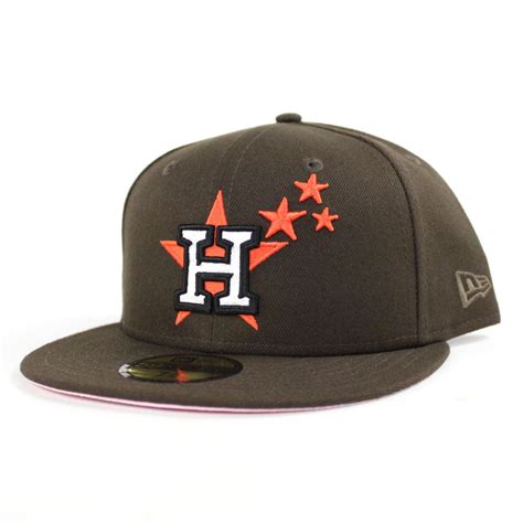 houston astros  era fifty fitted hat brown pink  brim