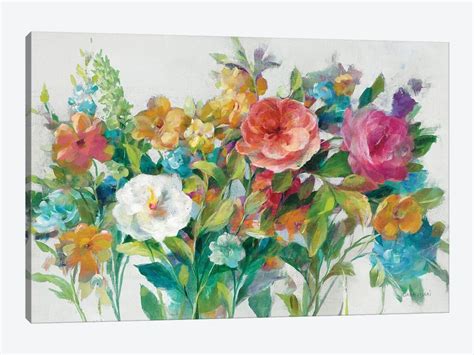 country florals neutral canvas artwork  danhui nai icanvas