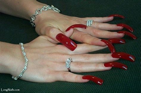 long and red curved nails long nails long fingernails
